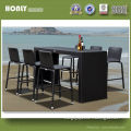 Modern Rattan Bar Table and Chairs Metal Wicker Bar Set